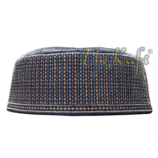 Kufi Bersulam Benang Metalik Tegar dengan Cincin Perak
