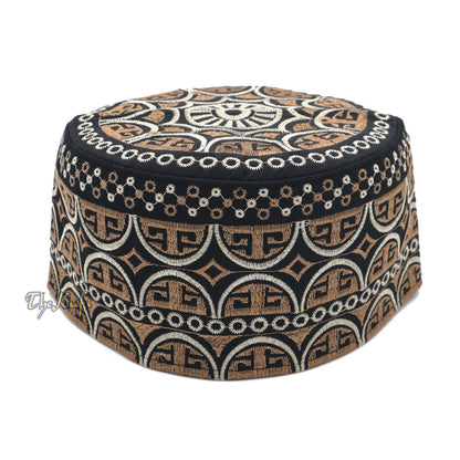 Pangkalan Hitam Oman dengan Kufi Sulaman Gerbang Perak Coklat