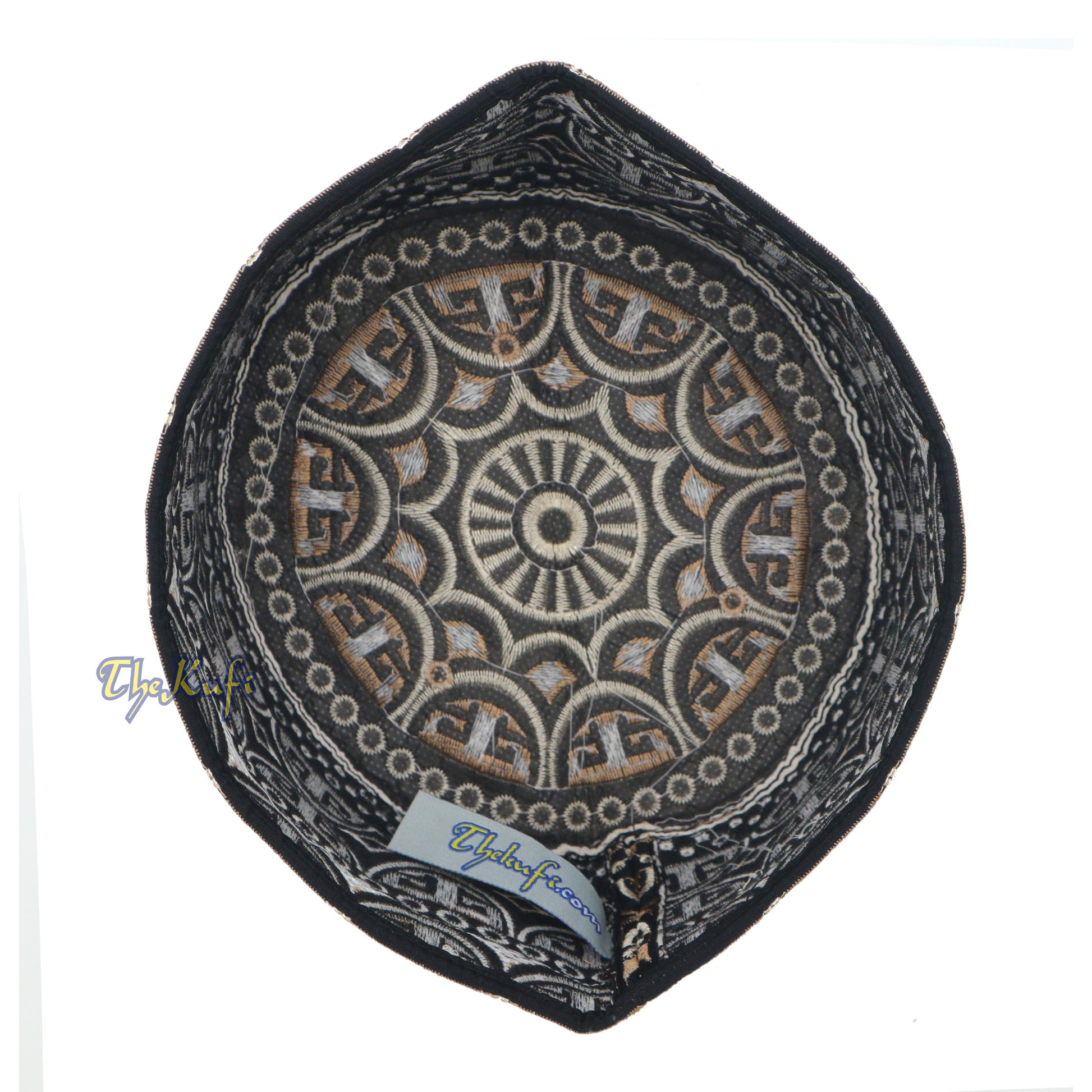 Buy 1 Get 1 Free! Omani Black Base With Silver Brown Arch Embroidery Kufi