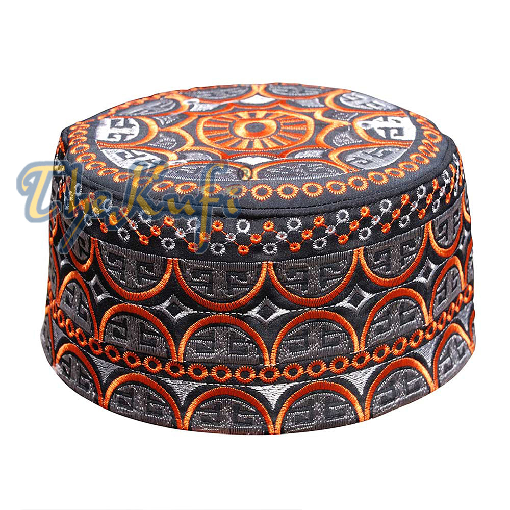 Oman Black Copper Red &amp; Silver Sulaman Kufi