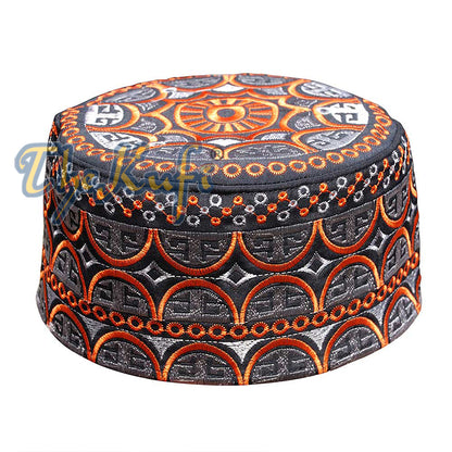 Oman Black Copper Red &amp; Silver Sulaman Kufi