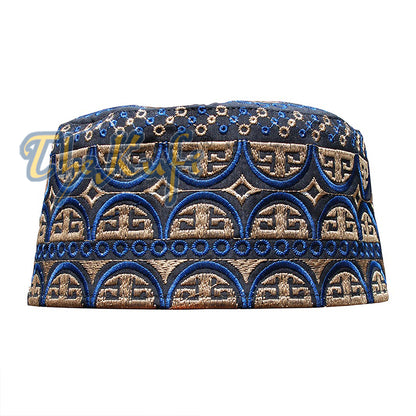 Topi Kufi Oman Tall Black Blue &amp; Brown Sulaman