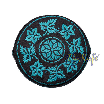 Turquoise Omani African Yemeni Embroidered Leaf & Flower Design Muslim Kufi Hat