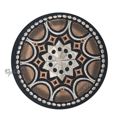 Omani Black Base With Silver Brown Plain Arch Embroidery Kufi