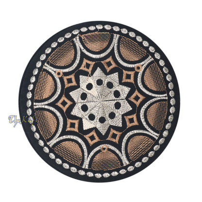 Omani Black Base With Silver Brown Plain Arch Embroidery Kufi