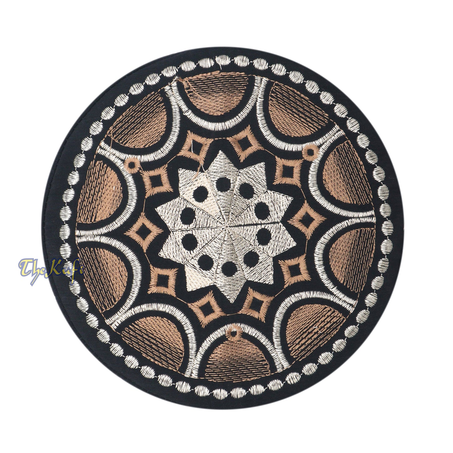 Buy 1 Get 1 Free! Omani Black Base With Silver Brown Plain Arch Embroidery Kufi