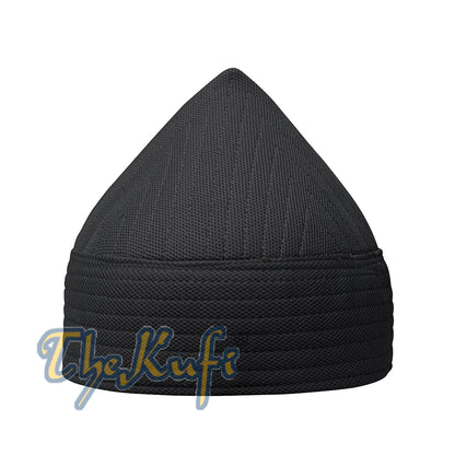 Black Semi-Rigid Soft Handcrafted Tall Naqshbandi Tariqah Sufi Nakshibendi Kufi Hat