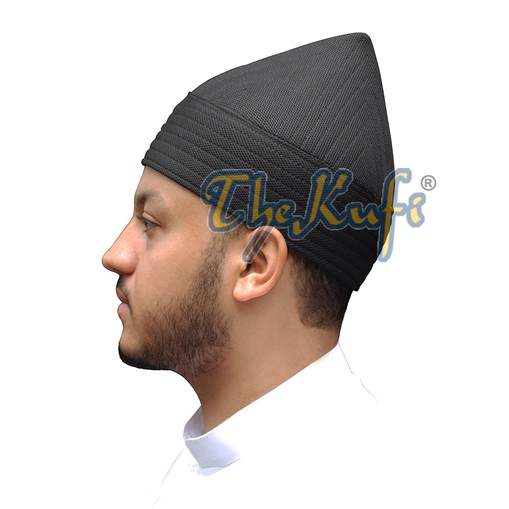 Hitam Separuh Tegar Lembut Buatan Tangan Tinggi Naqsybandi Tariqah Sufi Nakshibendi Topi Kufi