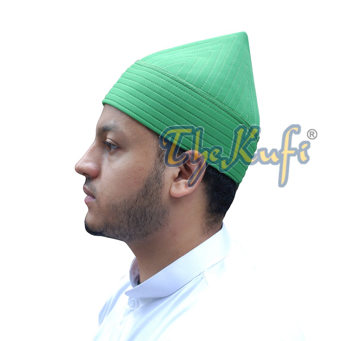 Green Semi-Rigid Soft Handcrafted Tall Naqshbandi Tariqah Sufi Nakshibendi Kufi Hat