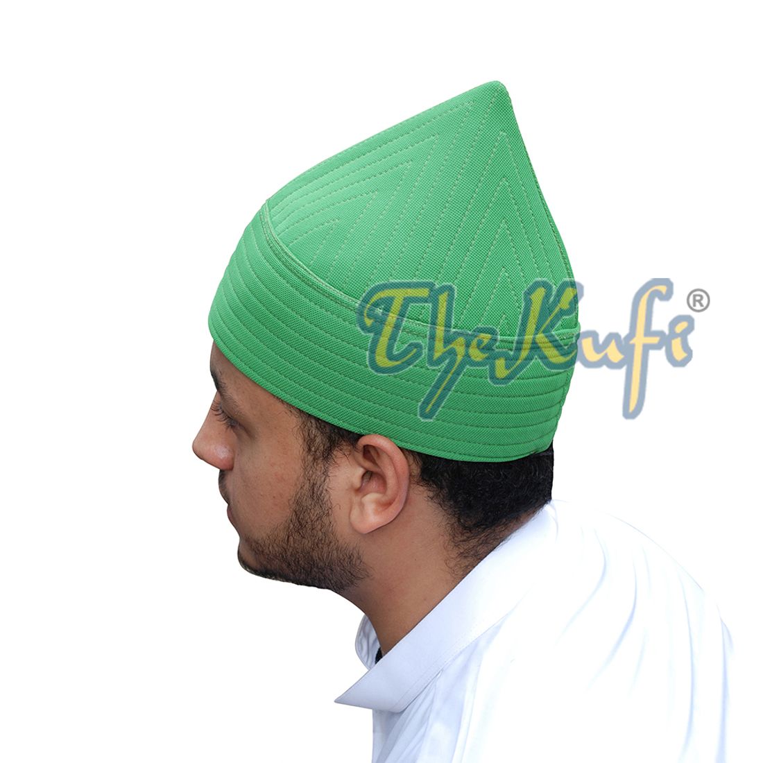 Green Semi-Rigid Soft Handcrafted Tall Naqshbandi Tariqah Sufi Nakshibendi Kufi Hat