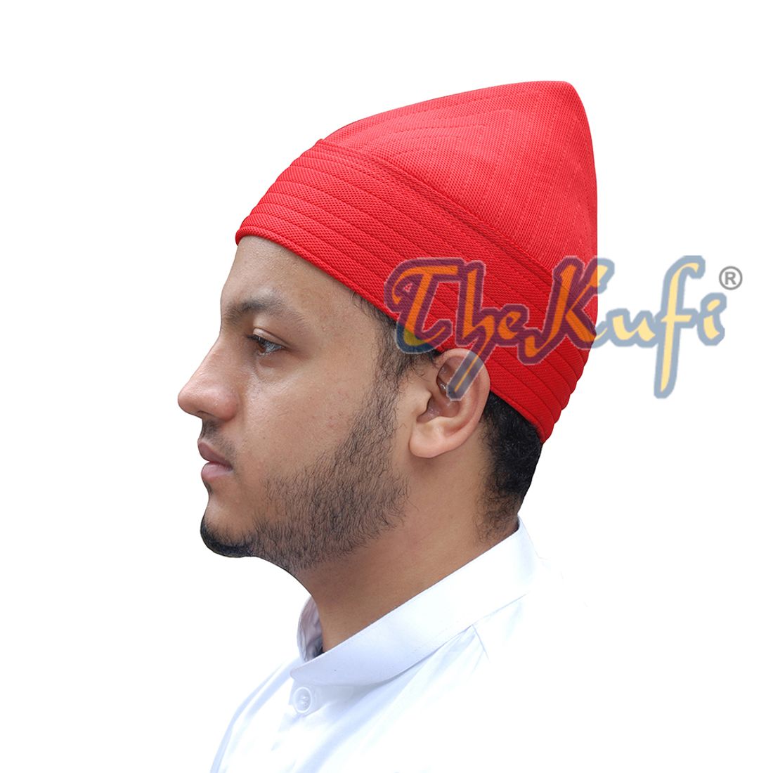 Red Semi-Rigid Soft Handcrafted Tall Naqshbandi Tariqah Sufi Nakshibendi Kufi Hat