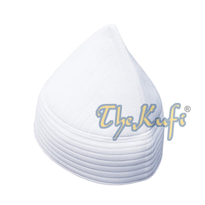 White Semi-Rigid Soft Handcrafted Tall Naqshbandi Tariqah Sufi Nakshibendi Kufi Hat