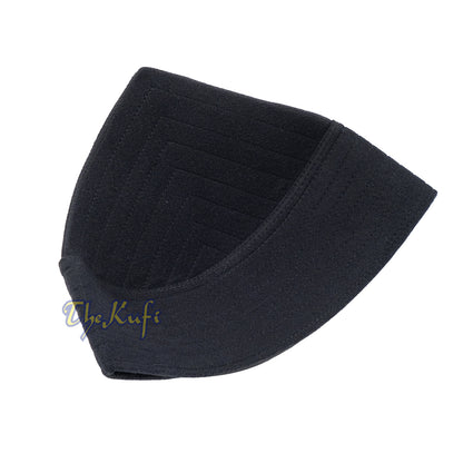 Black Naqshibandi Sufi Taj Faux Felt Stitching Pointed Design Top Padded Kufi Hat