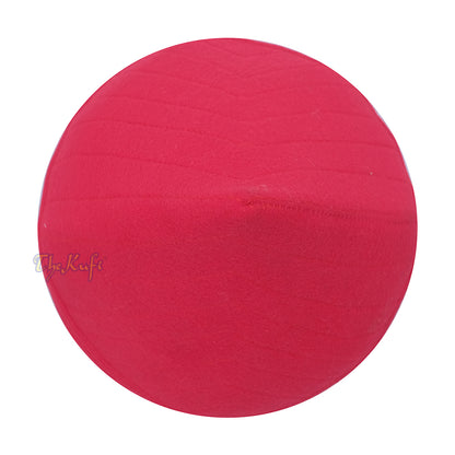 Red Naqshibandi Sufi Taj Faux Felt Stitching Pointed Design Top Padded Kufi Hat