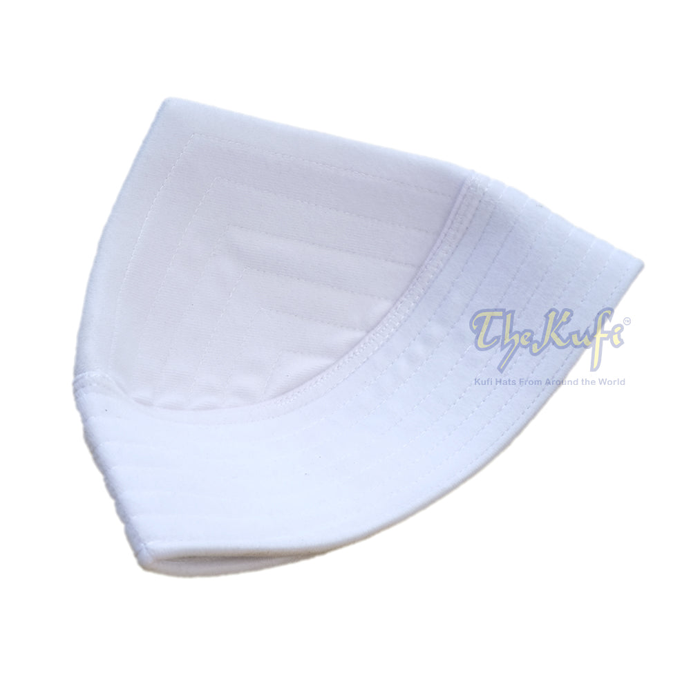 White Naqshibandi Sufi Taj Faux Felt Stitching Pointed Design Top Padded Kufi Hat