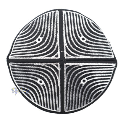 Exclusive Black Round Peak-Top Wave Design Kufi Hat with Silver-Tone Embroidery Semi-Rigid Taj Crown Cap