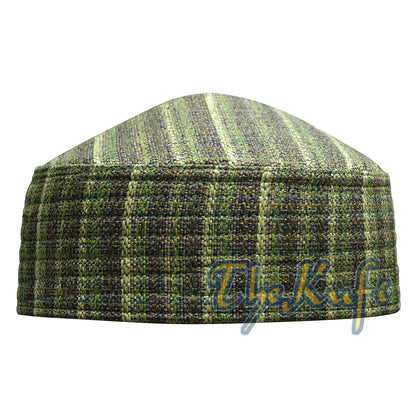 Faded Green Striped Tweed Mix Semi-Rigid Kufi