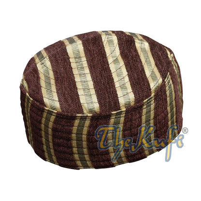 Gold Brown Striped Velveteen Mix Semi-Rigid Kufi