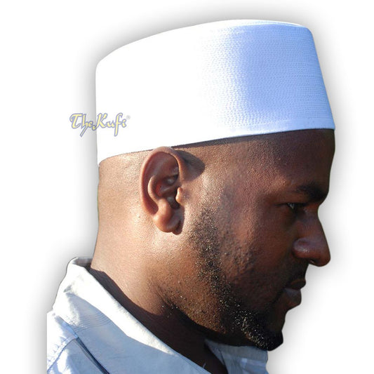 Rigid Plain White Oval Hard Shell Habaib Kufi Hat