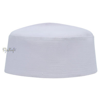 Rigid Plain White Oval Hard Shell Habaib Kufi Hat