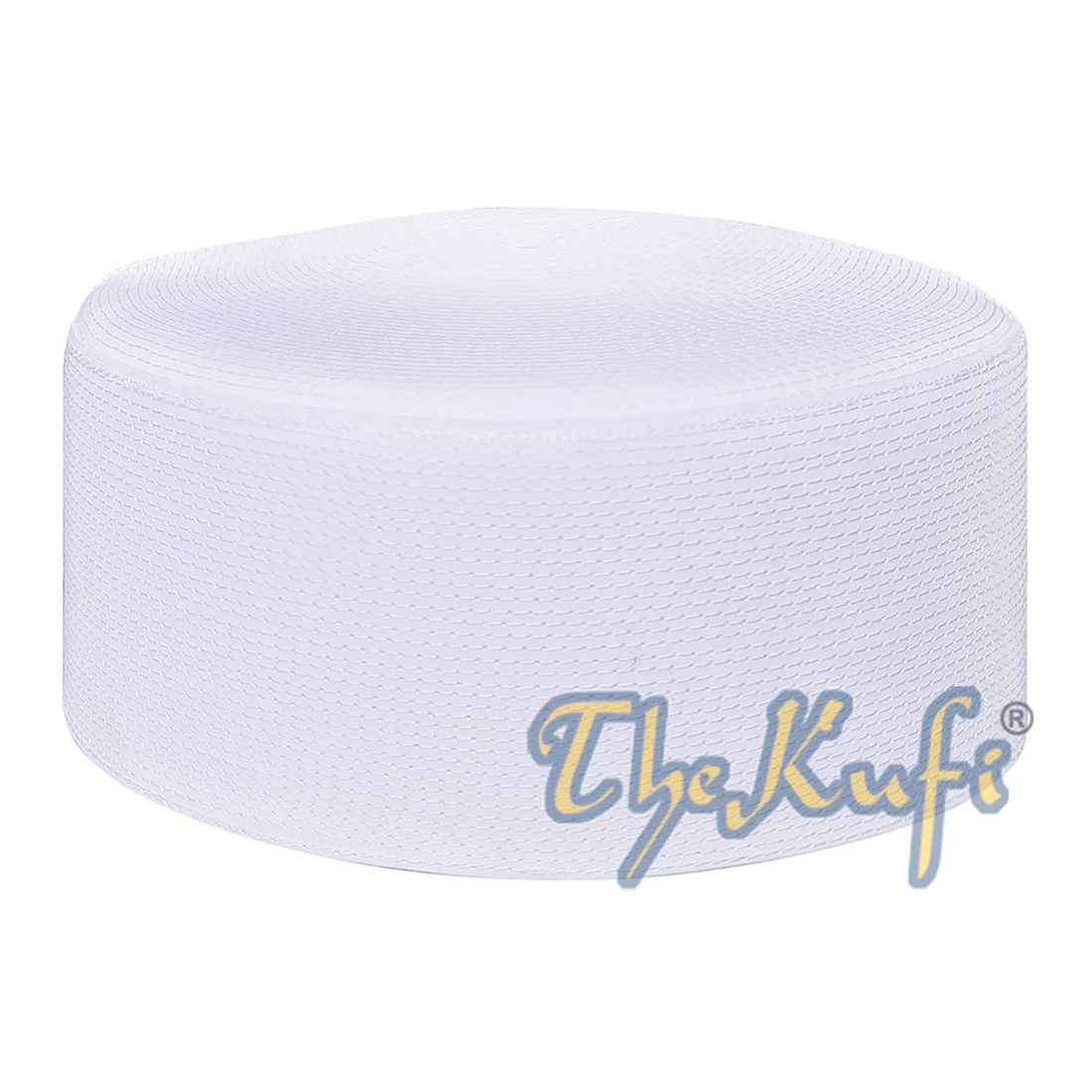 Rigid White Habaib Style Kufi Hat – Oval Hard Shell