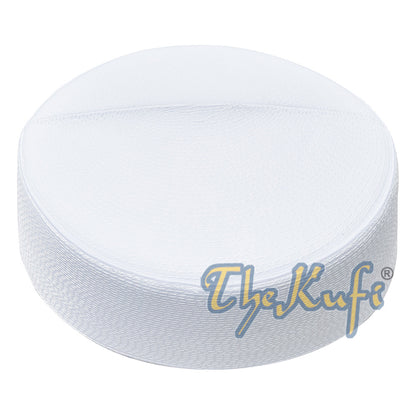 Rigid White Habaib Style Kufi Hat – Oval Hard Shell