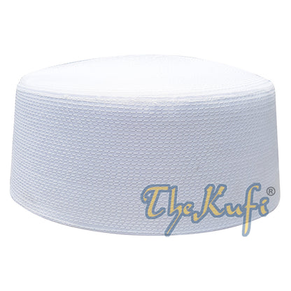 Rigid White Habaib Style Kufi Hat – Oval Hard Shell