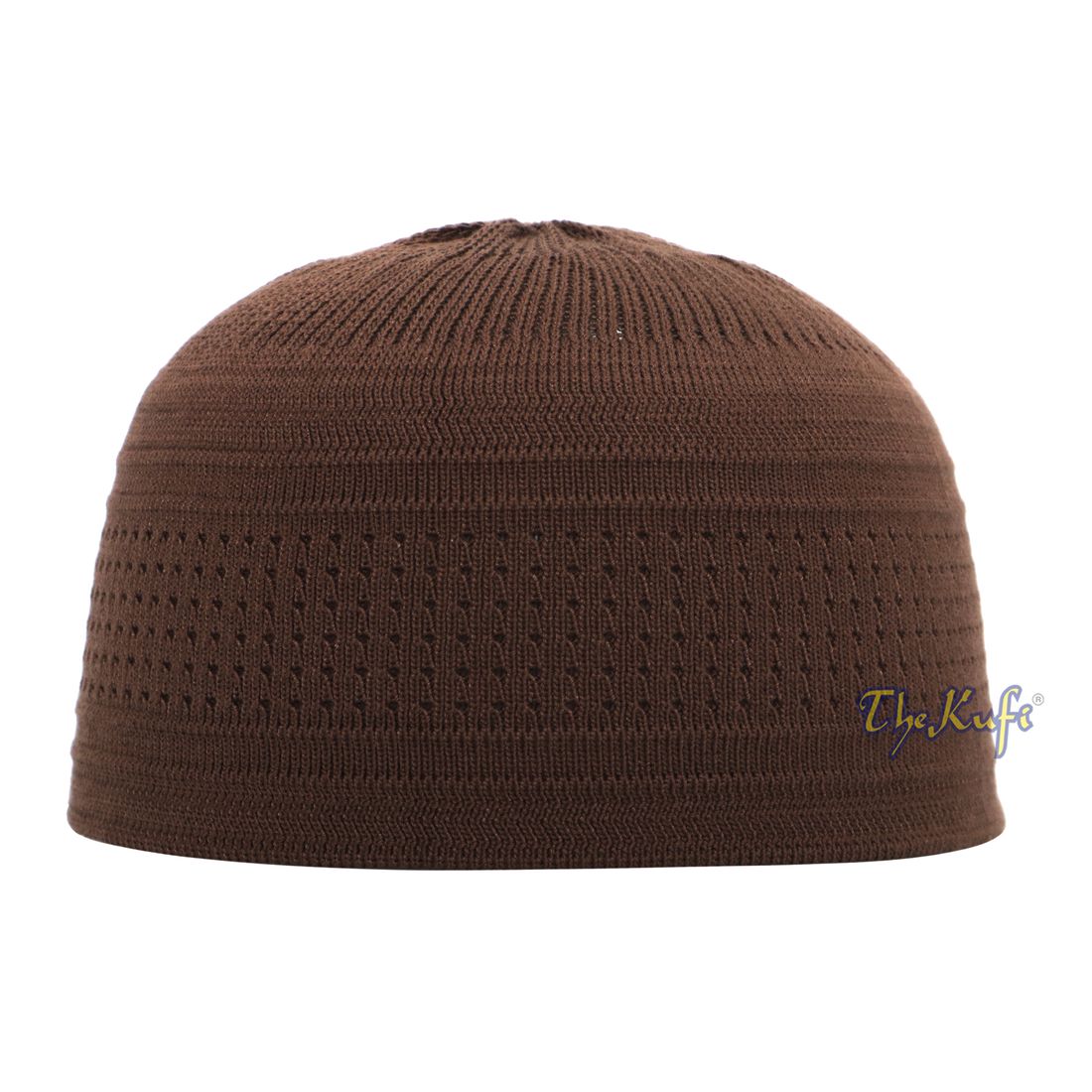 Dark Brown Cotton Stretch-Knit Kufi Hat Skull Cap