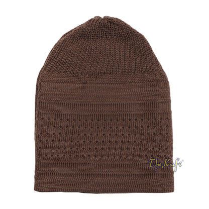 Dark Brown Cotton Stretch-Knit Kufi Hat Skull Cap