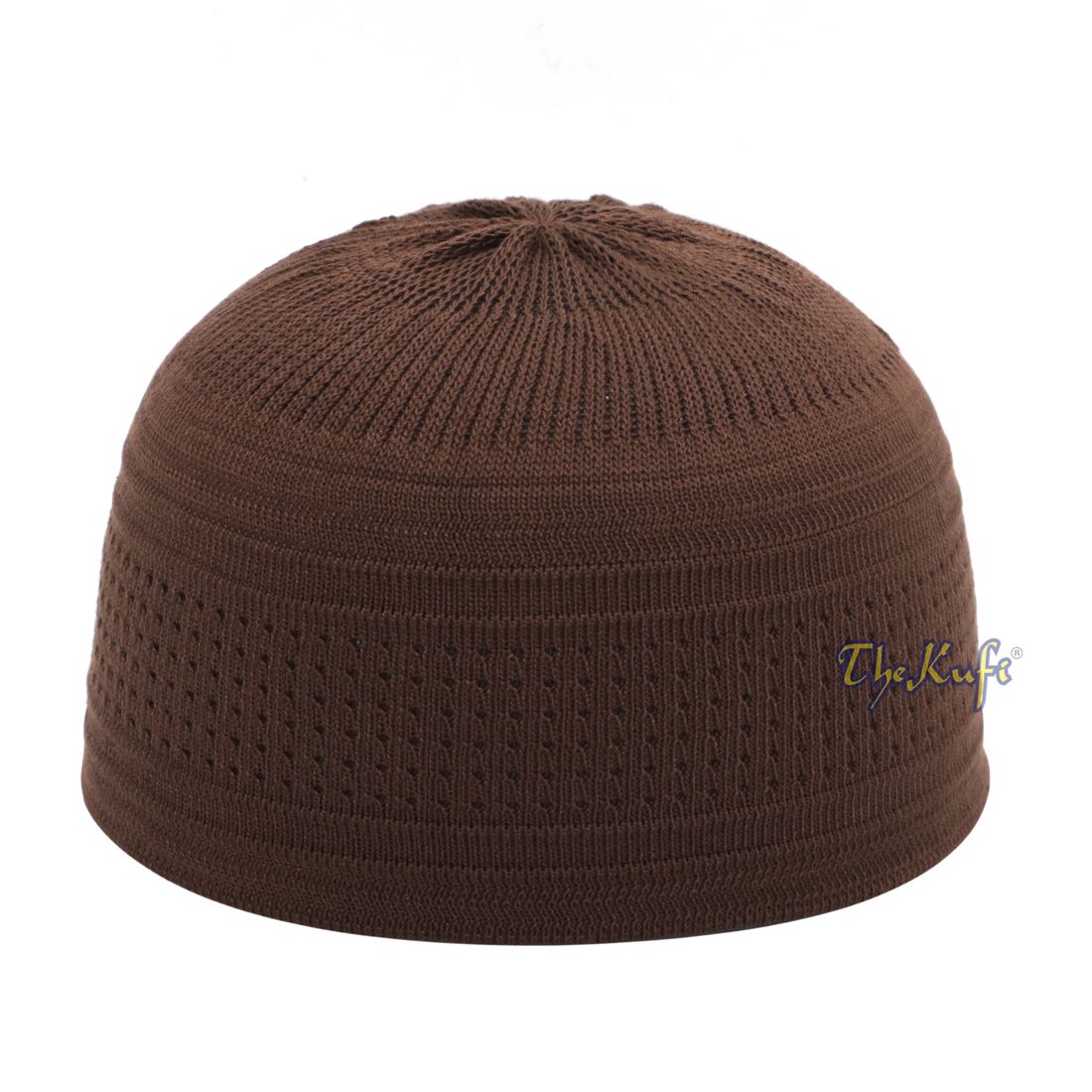 Dark Brown Cotton Stretch-Knit Kufi Hat Skull Cap