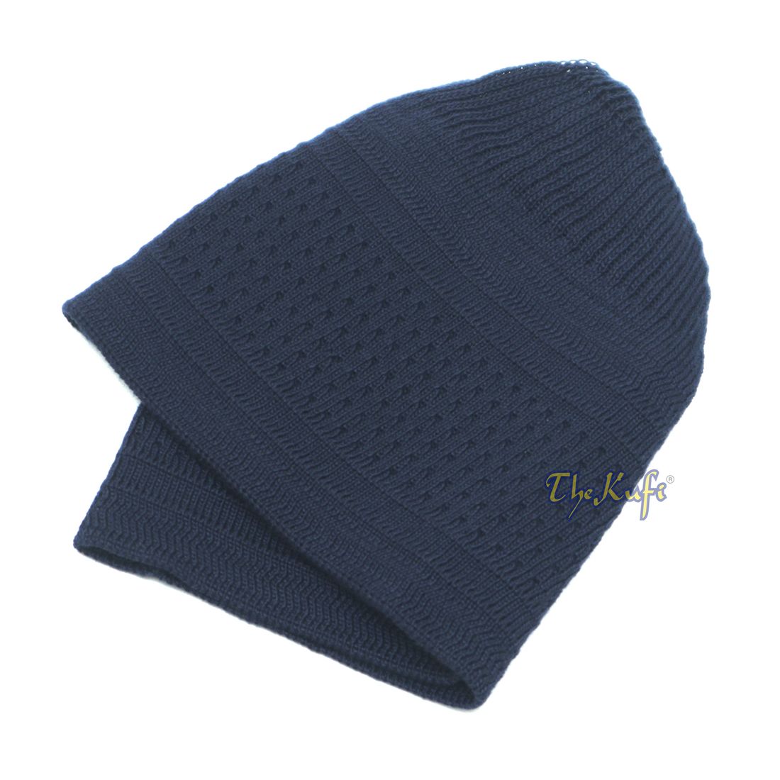 Extra Dark Blue Cotton Stretch-Knit Kufi Hat Skull Cap