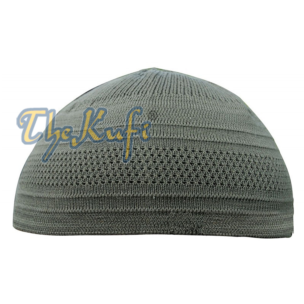 Kain Katun Stretch-Knit Kufi Satu Ukuran Warna Hijau Zaitun Tua