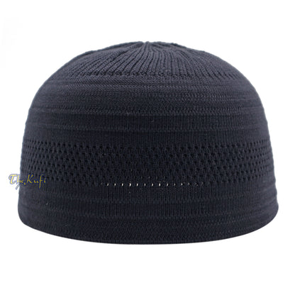 Topi Muslim Kufi Rajutan Katun Hitam Grafit