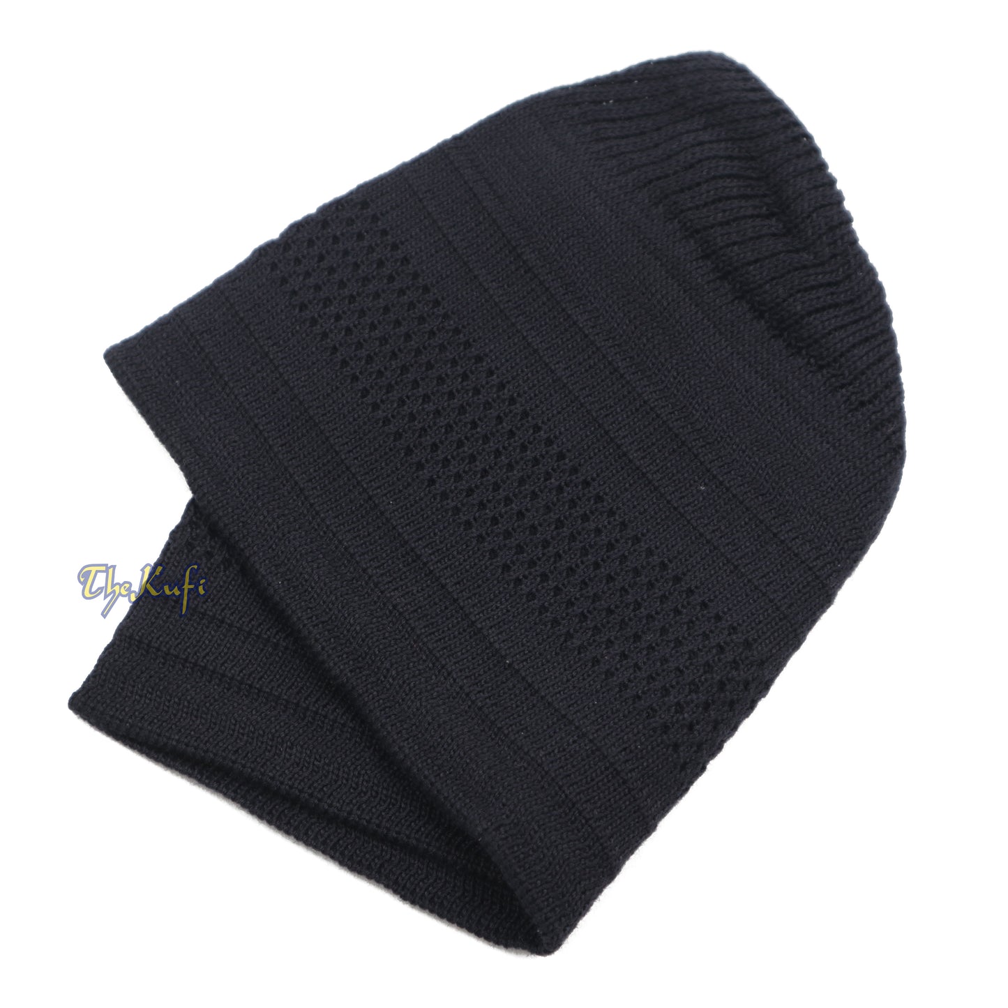 Topi Muslim Kufi Rajutan Katun Hitam Grafit