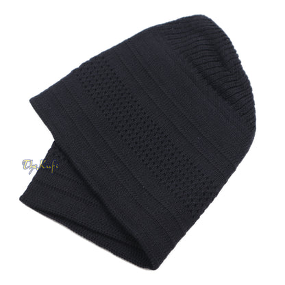 Topi Muslim Kufi Rajutan Katun Hitam Grafit