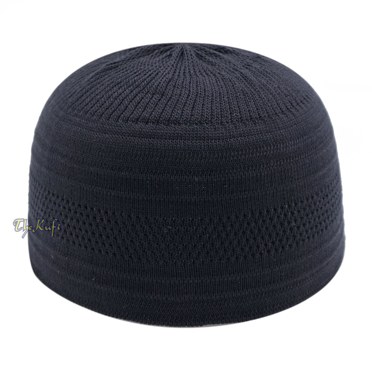Graphite Black Cotton Stretch-Knit Kufi Muslim Skull Cap