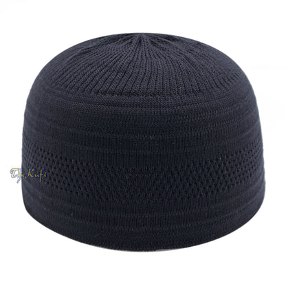 Topi Muslim Kufi Rajutan Katun Hitam Grafit
