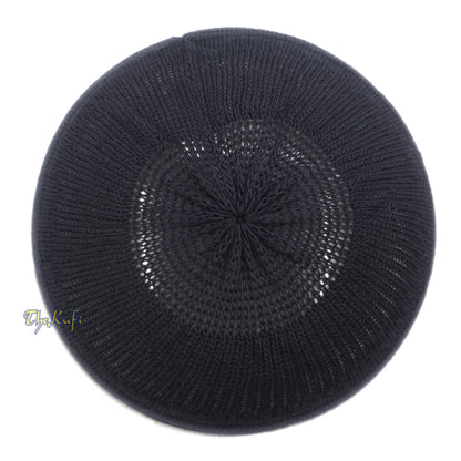Topi Muslim Kufi Rajutan Katun Hitam Grafit
