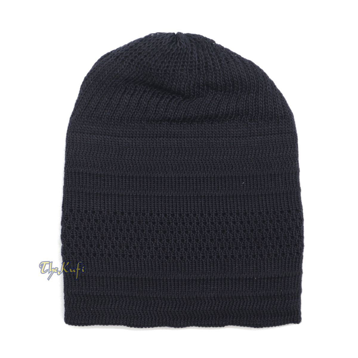 Graphite Black Cotton Stretch-Knit Kufi Muslim Skull Cap