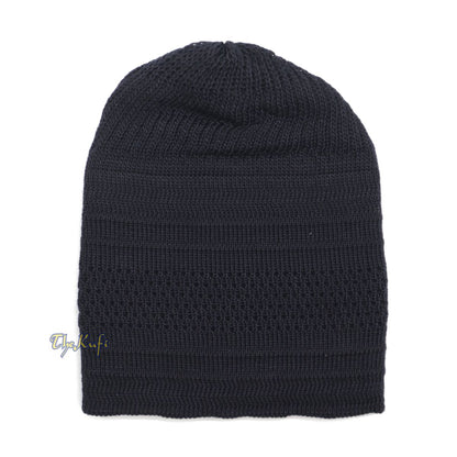 Graphite Black Cotton Stretch-Knit Kufi Muslim Skull Cap