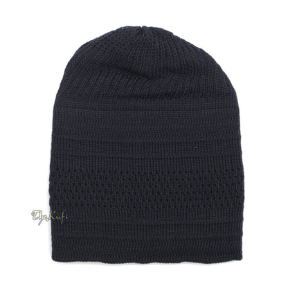 Topi Muslim Kufi Rajutan Katun Hitam Grafit
