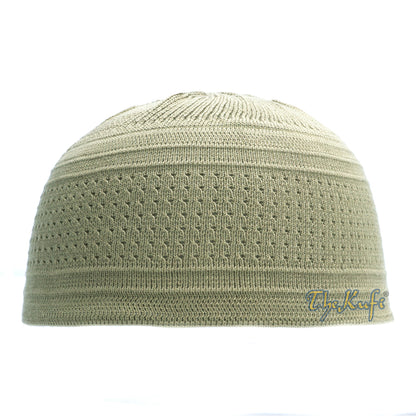 Khaki Cotton Stretch-Knit Style Kufi Hat Beanie Skull Cap