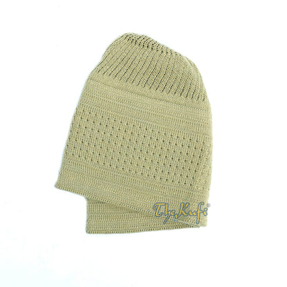 Khaki Cotton Stretch-Knit Style Kufi Hat Beanie Skull Cap