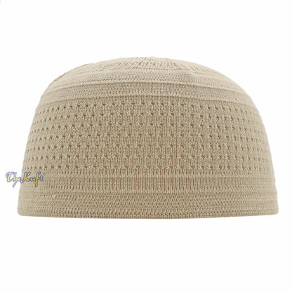 Light Olive Green Cotton Stretch-Knit Kufi Hat Prayer Skull Cap Taqiyah Takke