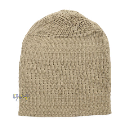 Light Olive Green Cotton Stretch-Knit Kufi Hat Prayer Skull Cap Taqiyah Takke