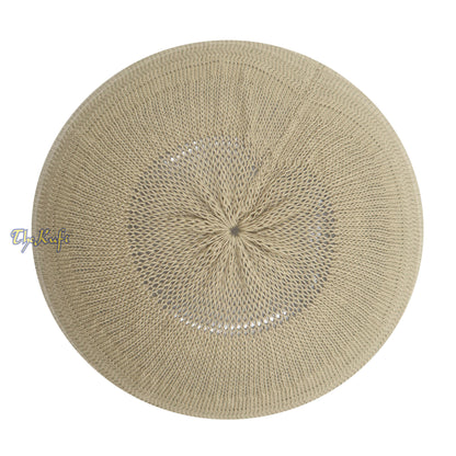 Light Olive Green Cotton Stretch-Knit Kufi Hat Prayer Skull Cap Taqiyah Takke