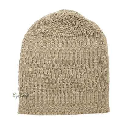 Light Olive Green Cotton Stretch-Knit Kufi Hat Prayer Skull Cap Taqiyah Takke