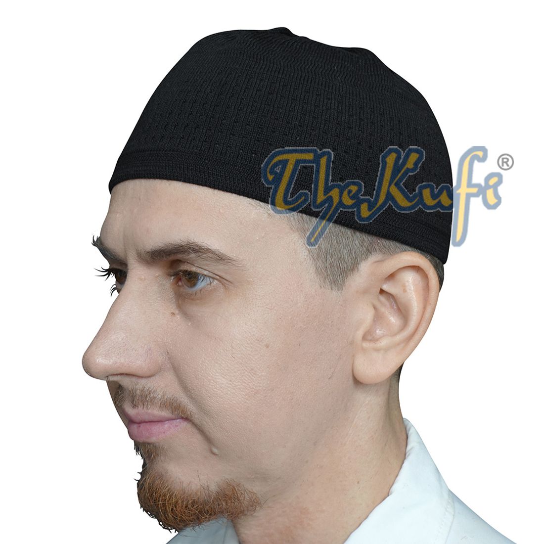 Topi Kufi Hitam untuk Sholat – Topi Shalat Islami Rajutan Lembut Campuran Katun