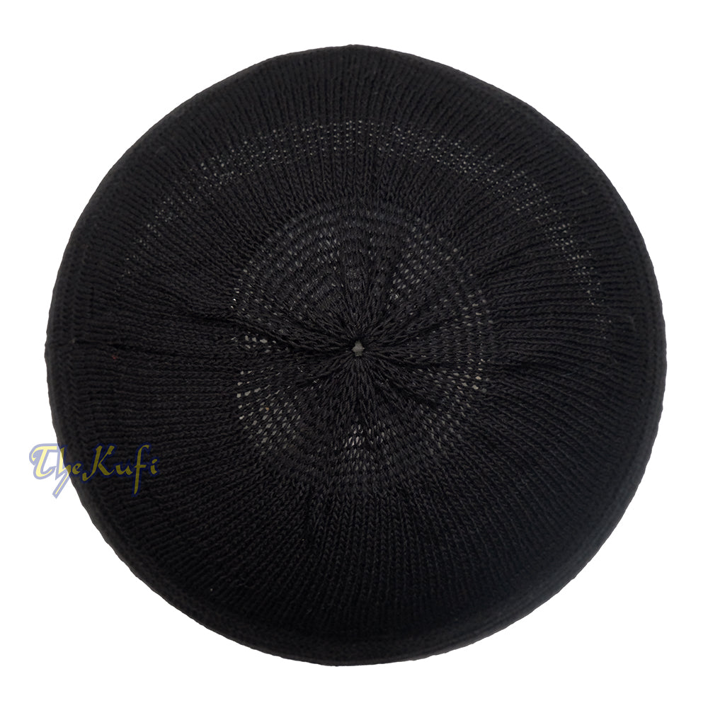 Black Kufi Hat For Prayer - Cotton-Mix Soft Stretch-Knit Islamic Namaz Salah Cap