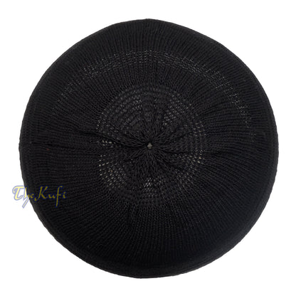 Black Kufi Hat For Prayer - Cotton-Mix Soft Stretch-Knit Islamic Namaz Salah Cap